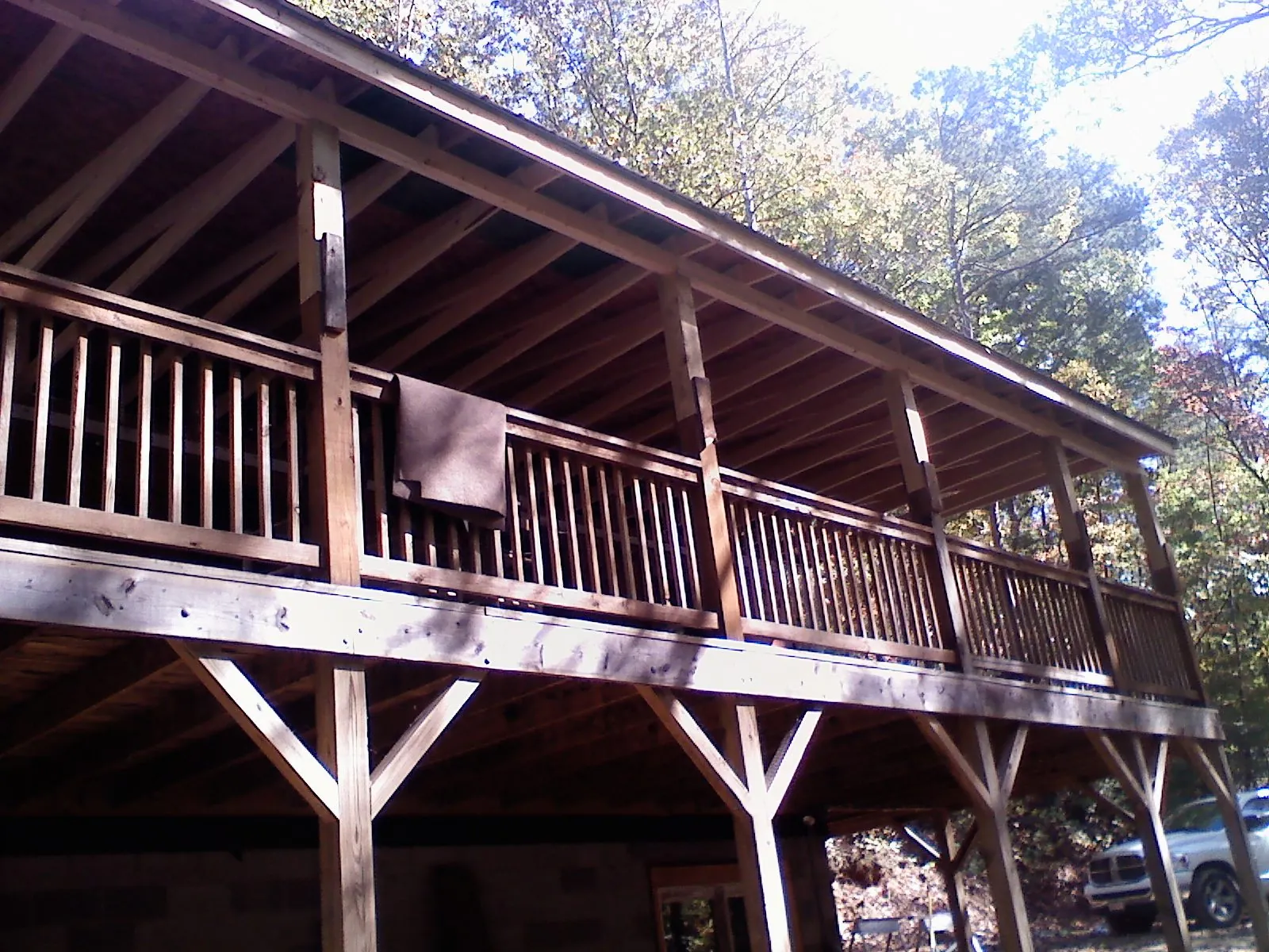 Timber framing under a new elevated porch and deck — Roof Leak Repair in Pittsburg by Roofing Brothers